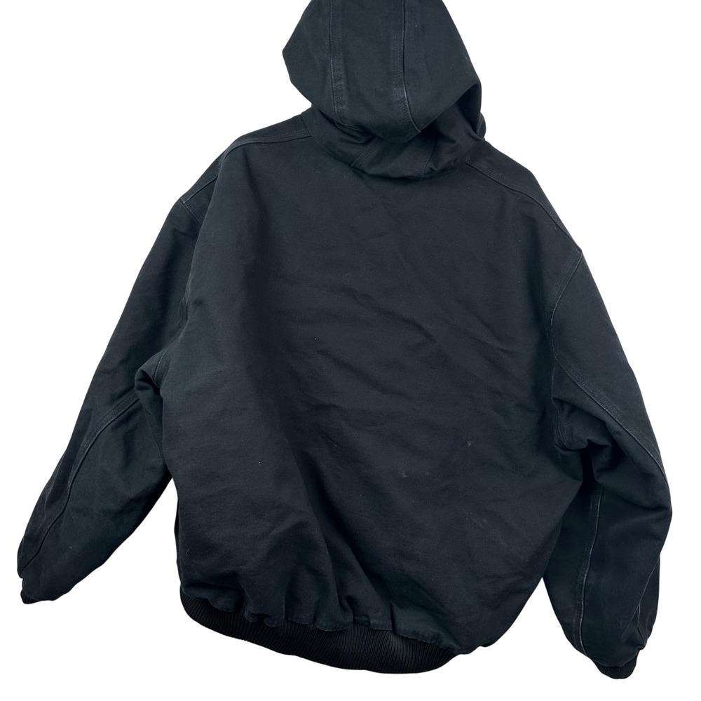 Carhartt Jacket Mens 2XL Black Hooded Canvas Bomber Workwear Made USA J140 BLK - Picture 5 of 7